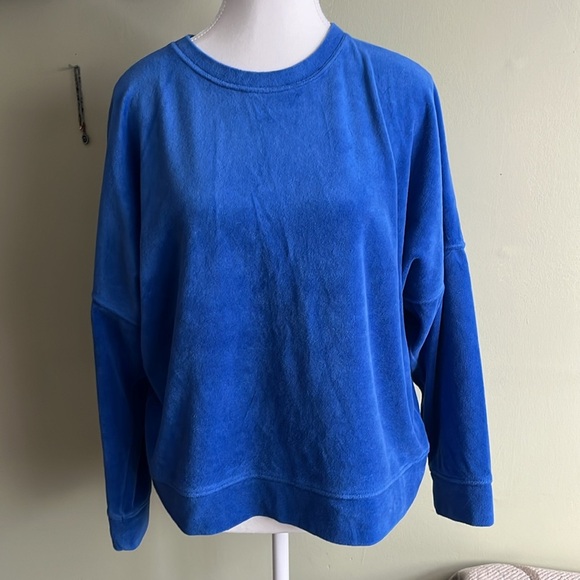 aerie Tops - Aerie blue soft velvet oversized crewneck sweatshirt